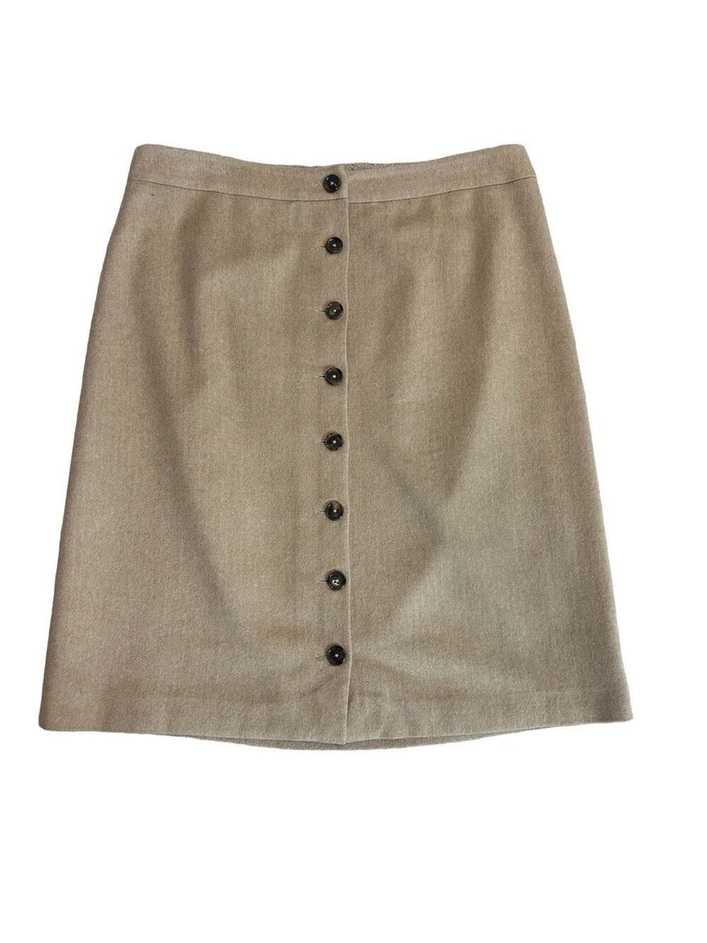 Brooks Brothers women’s tan camel brown baby camel hair button front skirt Sz 16